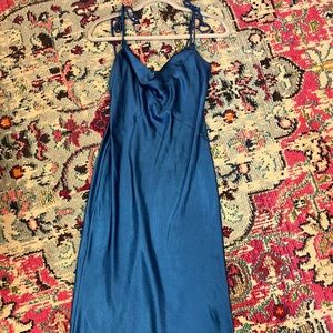 Cobalt blue satin Cowlneck dress